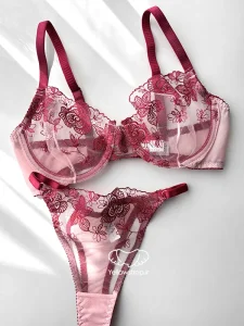 ست گیپوری فنردار ژینا رنگ قرمز صورتی کاپ سی کد 25192