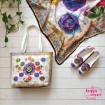 ست سه تکه کیف و کفش و روسری طرح شکوفه