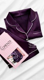 ست لباس خواب راحتی بلوز و شورتک بنفش زنانه LORENZA کد 27097